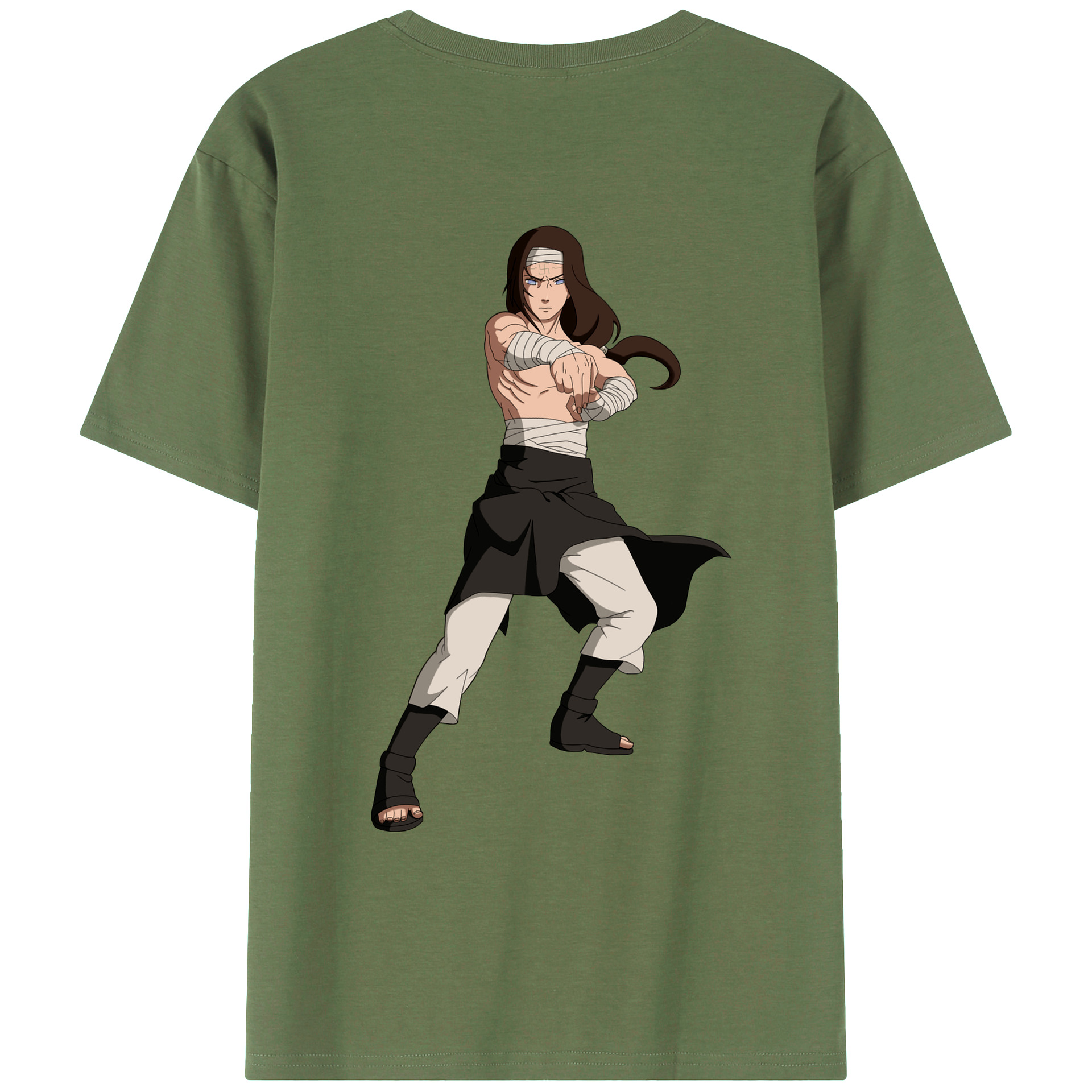 （画像用） NARUTO -ナルト- 日向ネジ Hyūga Neji 綿100％ メンズ半袖Tシャツ（バックプリント） 通気性